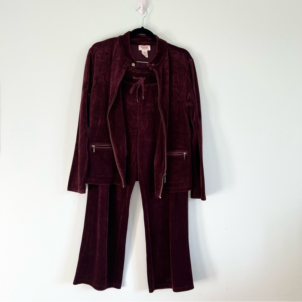 Talbots Petite Raspberry Velour Tracksuit Size Large